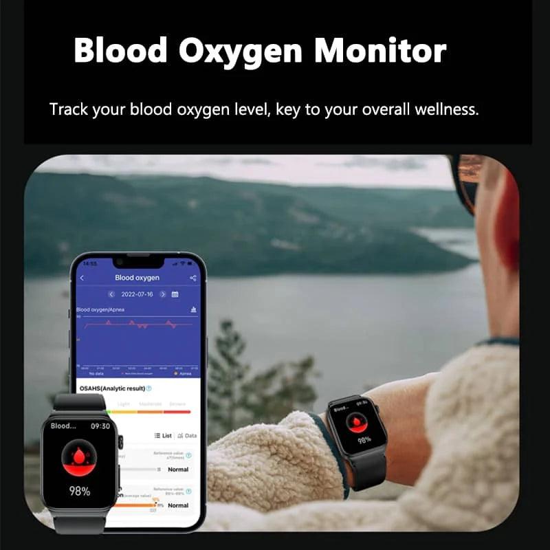 ECG Smart Watch with Blood Pressure Monitor | Body Temperature | Heart Rate | Blood Oxygen - Kudos Gadgets