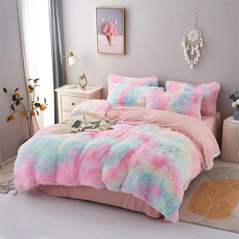 Plush Duvet Cover Pillowcase Warm And Cozy Bedding | 3-Piece Set of Skin-friendly Fabric For Single And Double Beds - Kudos Gadgets