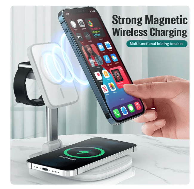 3 in 1 Magnetic Folding Wireless Charger - Kudos Gadgets