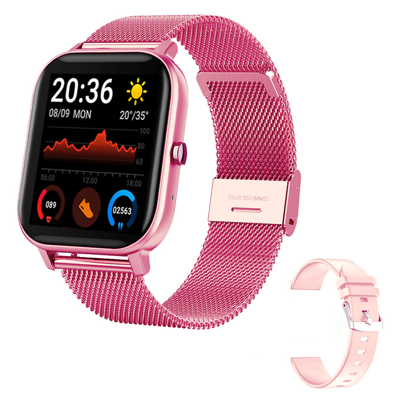 iOS And Android Compatible Waterproof Smartwatch Fitness Tracker Pink / With Extra Band Kudos Gadgets