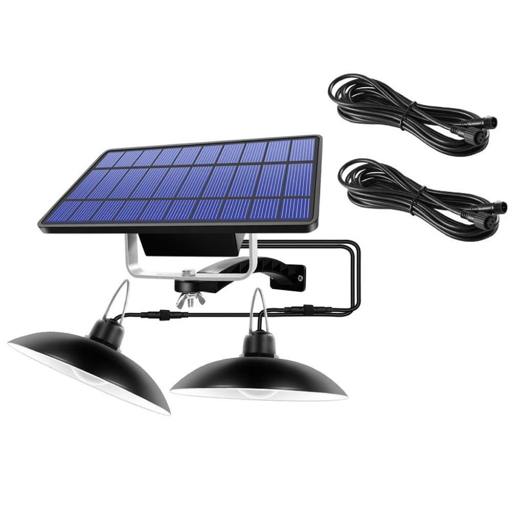 IP65 Waterproof Single/Double Head Solar Outdoor Lights With Cable Double Head - Black / Warm White Light Kudos Gadgets