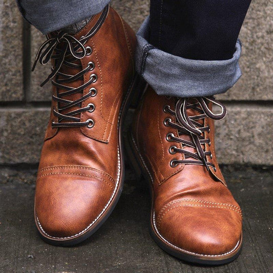 Men’s High-Cut Lace-up Vintage Military Boot Brown / 6 Kudos Gadgets
